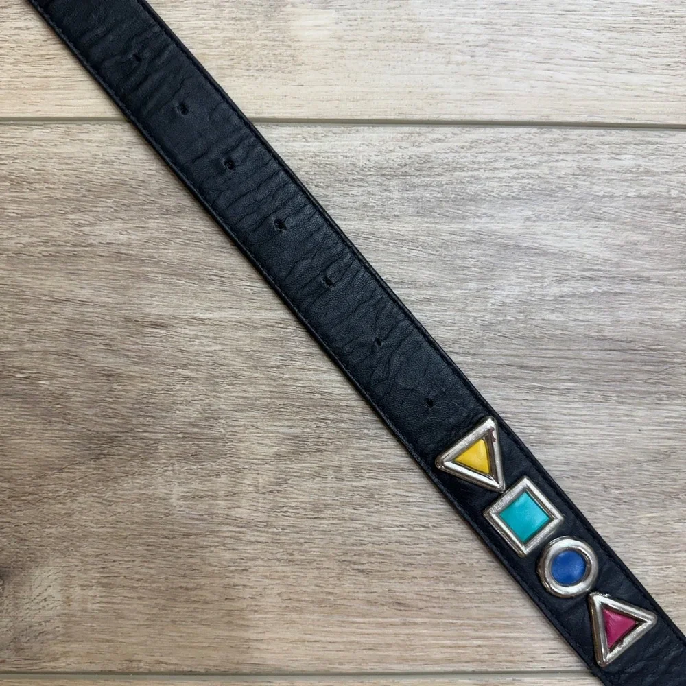 Leatherock San Diego Vintage 90s Black Leather Hipster Grunge Stud Belt